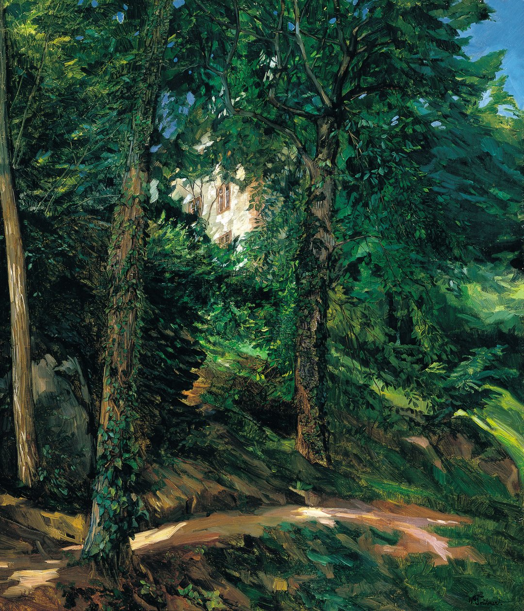 Slottsområde ved Lichtenberg i Odenwald, 1900 av Heinrich Wilhelm Trübner