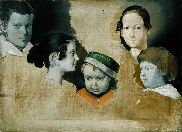 De fem eldste barna til maleren Julius Schnorr von Carolsfield (1794-1872), ca. 1839-40 av Heinrich Wilhelm Truebner