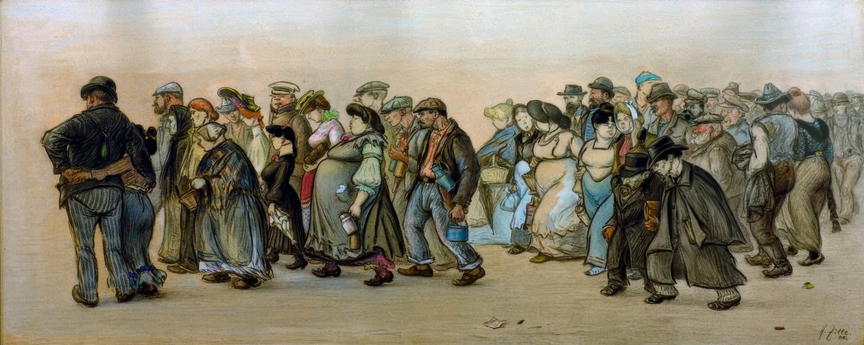 Spandau arbeidertoget av Heinrich Zille