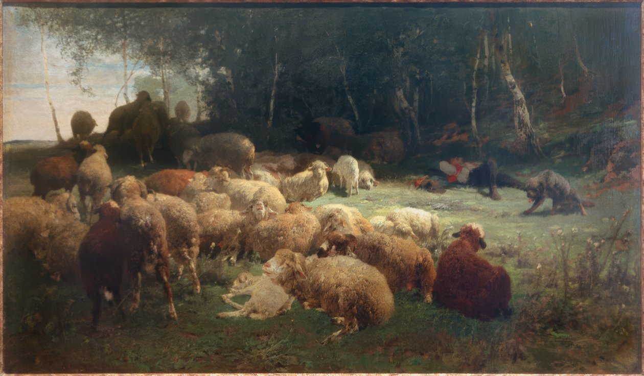 Sauegutt med sauer av Heinrich von Zügel