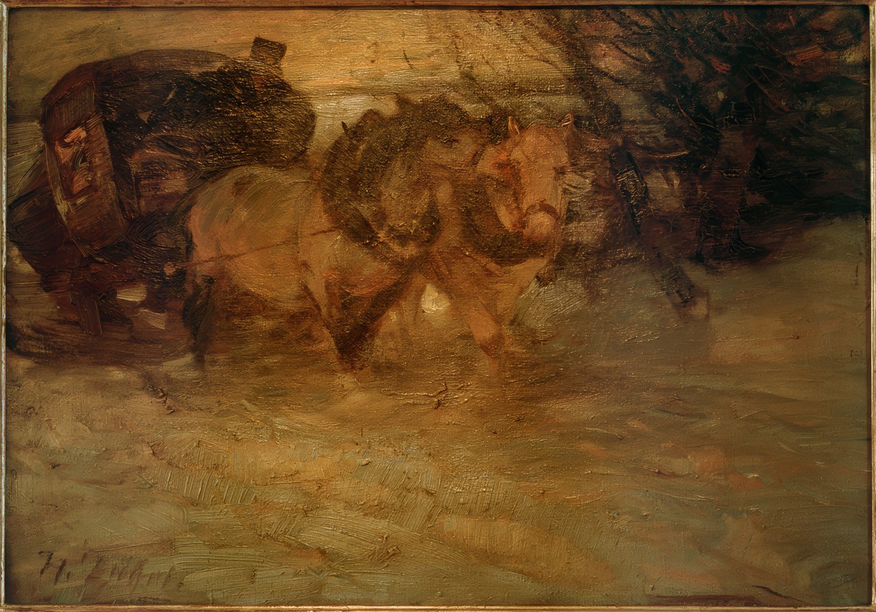 Diligenc i snøen av Heinrich von Zügel