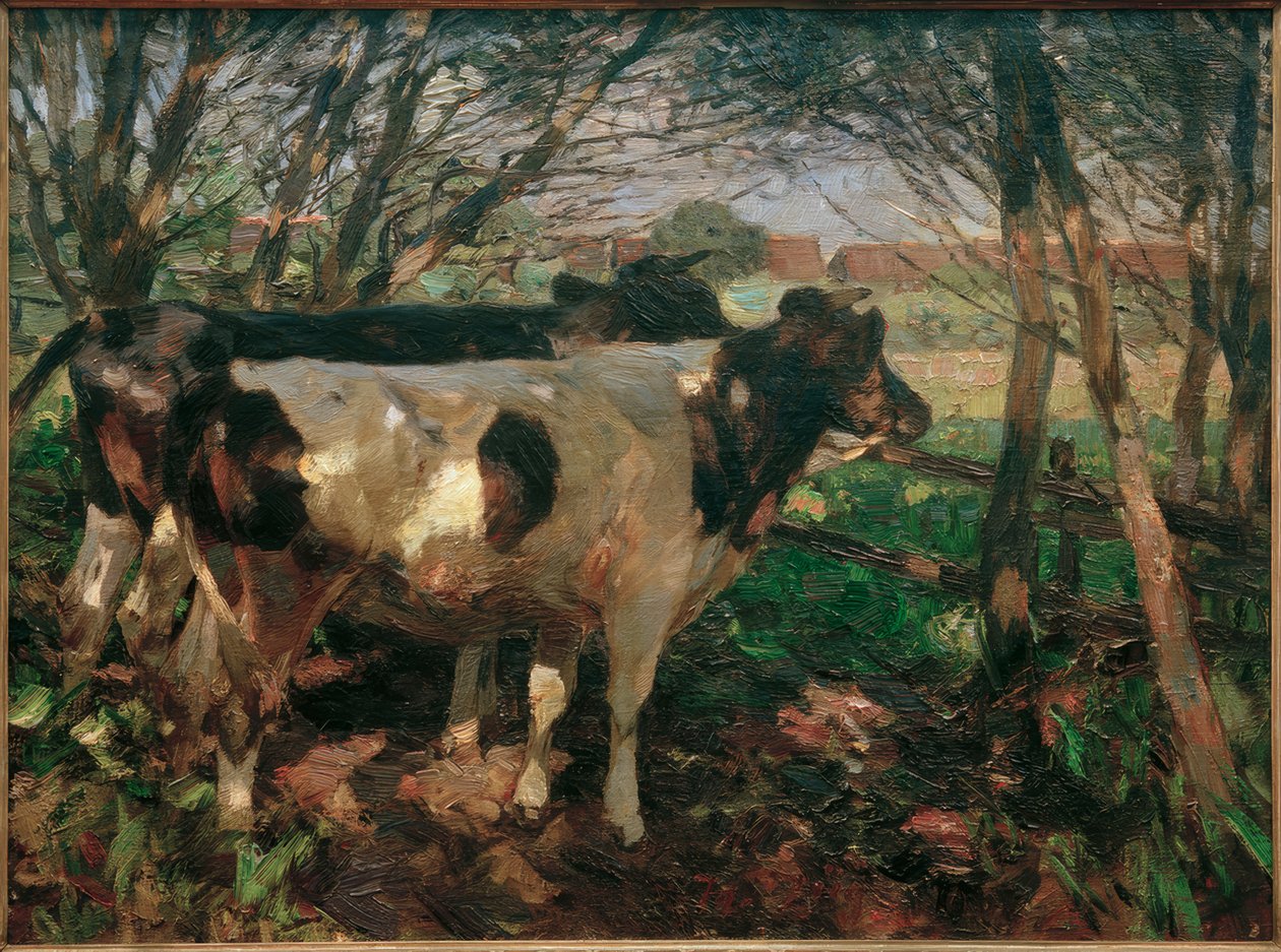 To kyr på gjerdet av Heinrich von Zügel