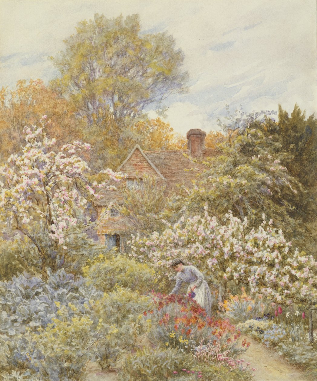 En hage om våren (wc på papir) av Helen Allingham