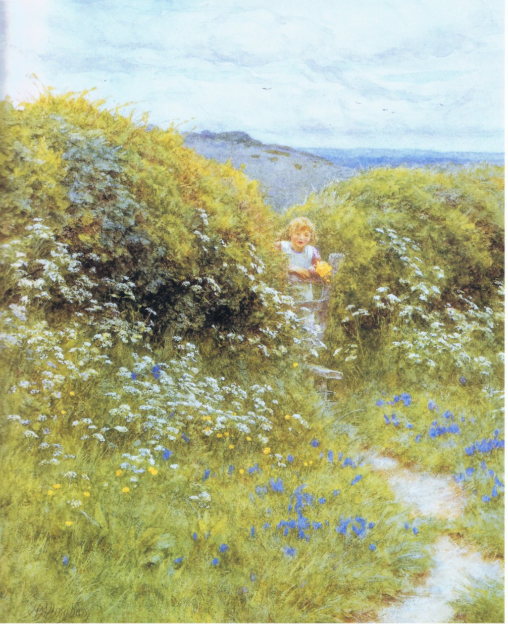 Kupersille og blåklokker av Helen Allingham