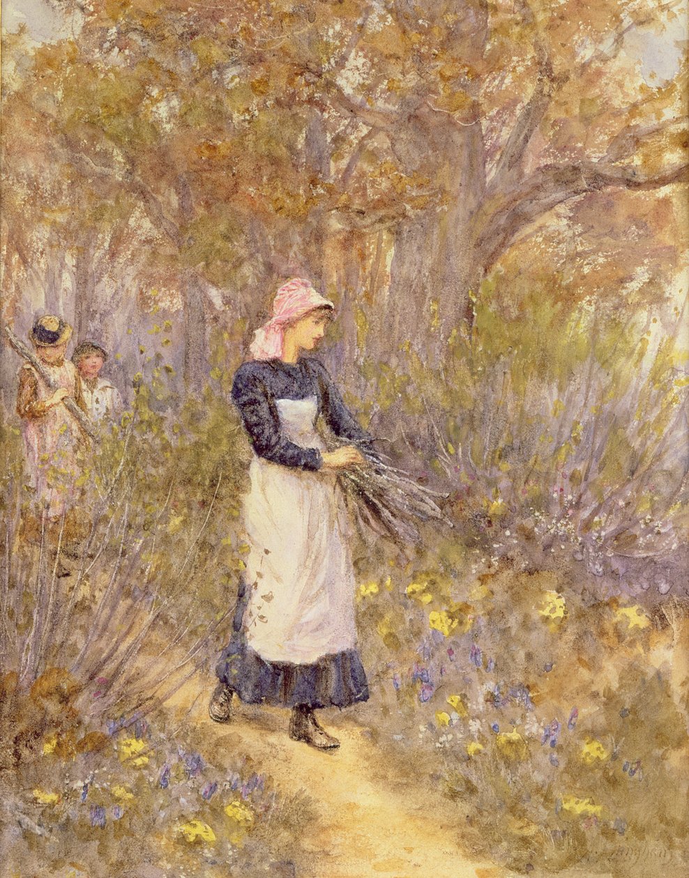 Samler ved til mor av Helen Allingham