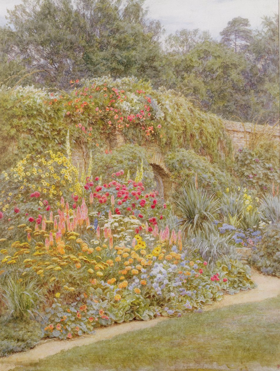 Gertrude Jekylls Garden, Munstead Wood, Surrey (wc på papir) av Helen Allingham