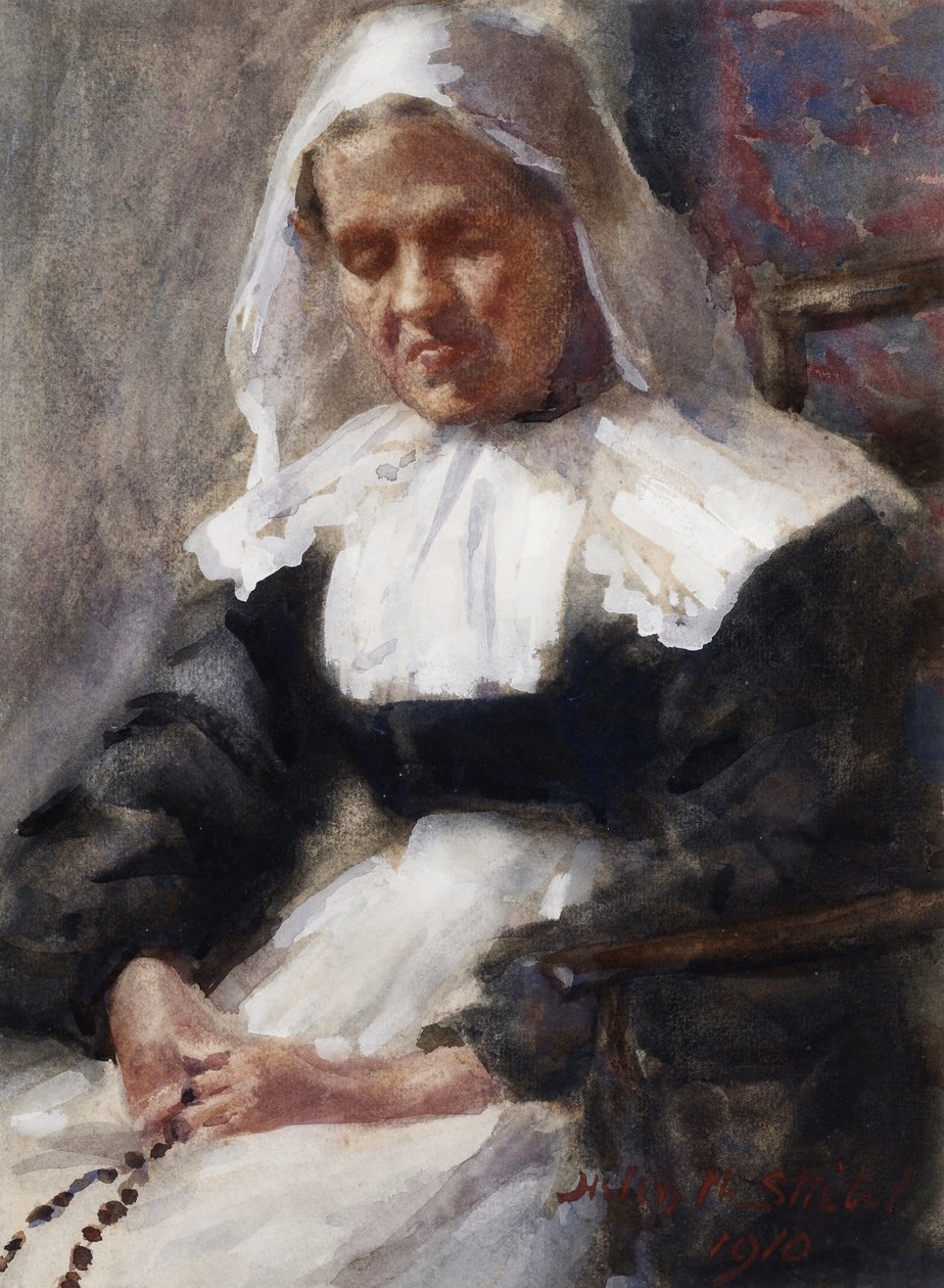 Nonne sier rosenkransen sin, 1910 av Helen M. Stiebel