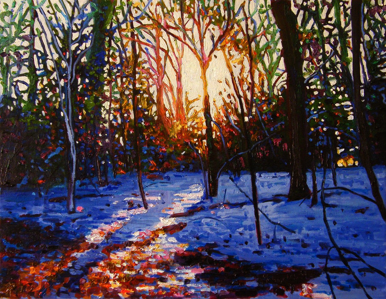 Solnedgang på snø, 2010, av Helen White