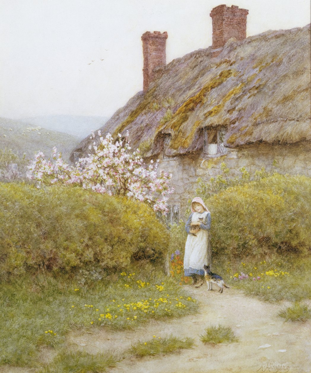 A Dorsetshire Cottage (akvarell på papir) av Helen Allingham