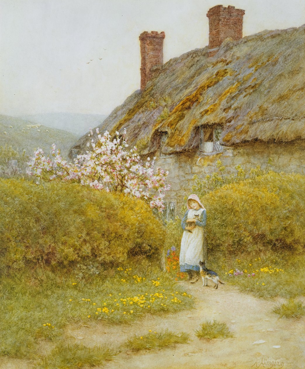 En Dorsetshire Cottage (wc på papir) av Helen Allingham