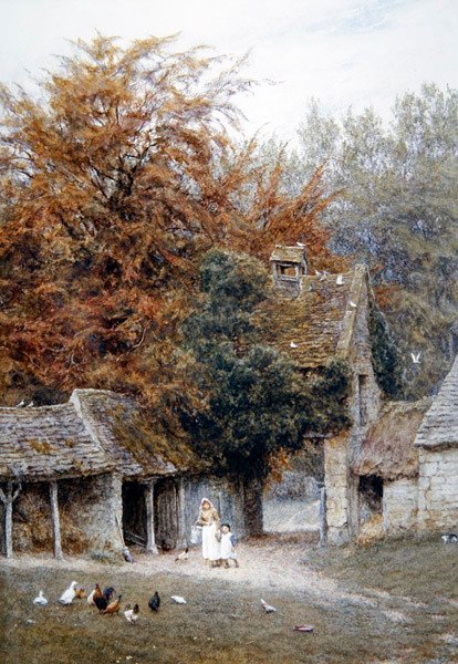 Ved Lower Dowdeswell, nær Cheltenham (akvarell på papir) av Helen Allingham
