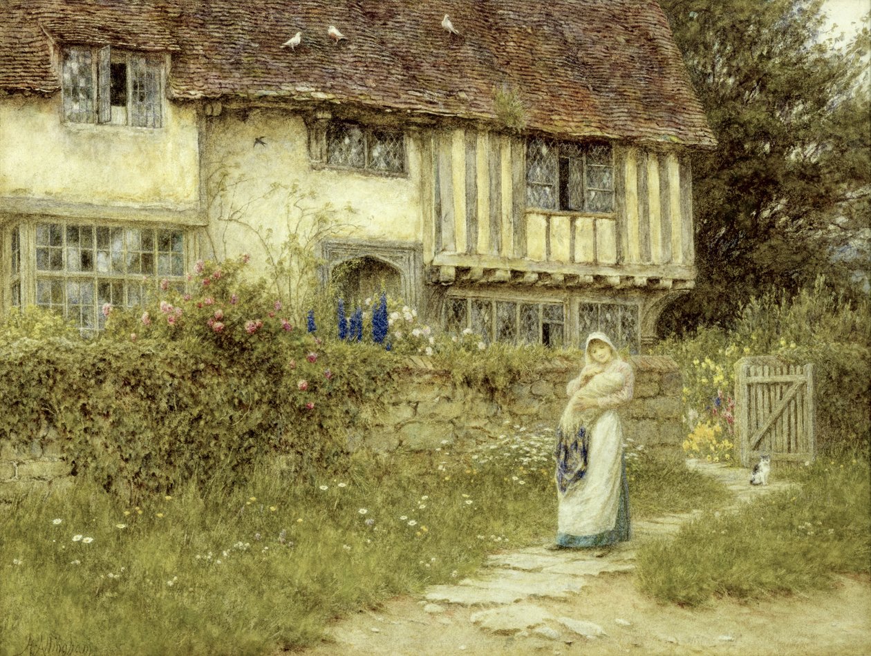 Ved siden av Old Church Gate Farm, Smarden, Kent (akvarell på papir) av Helen Allingham