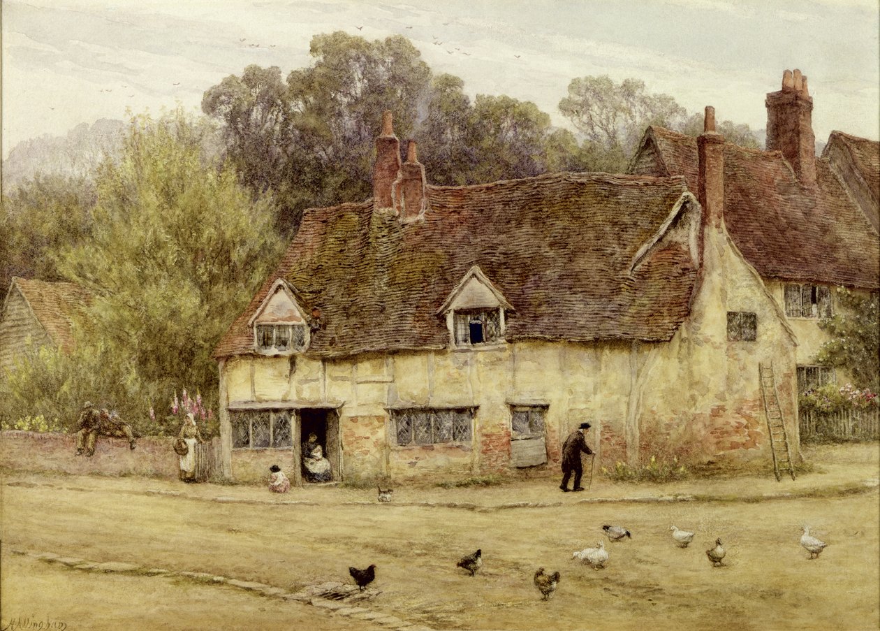 By the Old Cottage (akvarell på papir) av Helen Allingham
