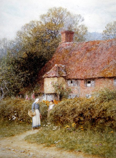 Hytte i Witley, Surrey (akvarell på papir) av Helen Allingham
