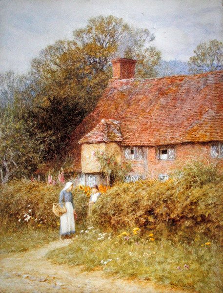 Hytte i Witley, Surrey (akvarell på papir) av Helen Allingham