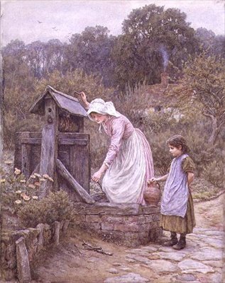 Henter vann (akvarell) av Helen Allingham