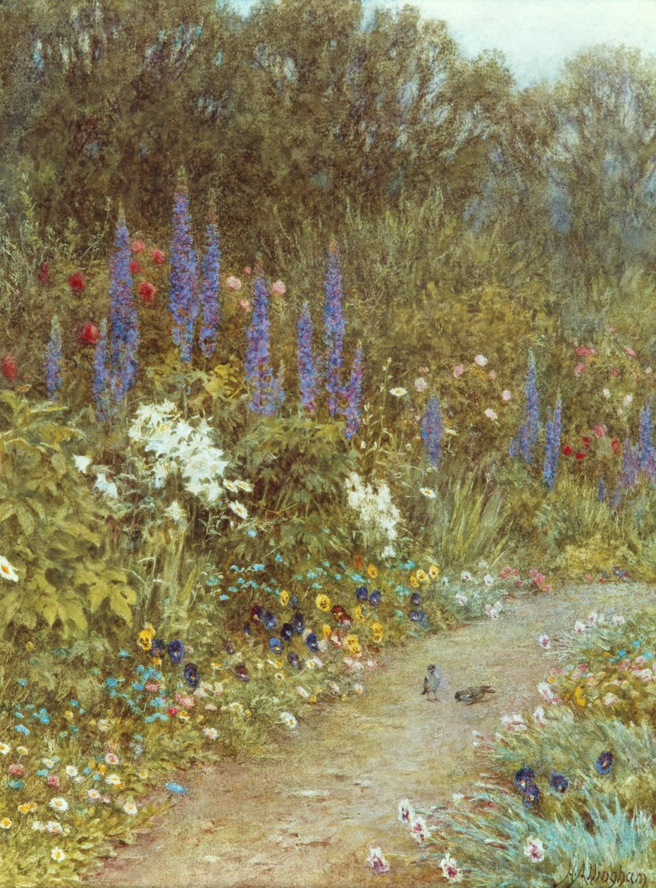 Hage rundt hytten hennes (akvarell) av Helen Allingham