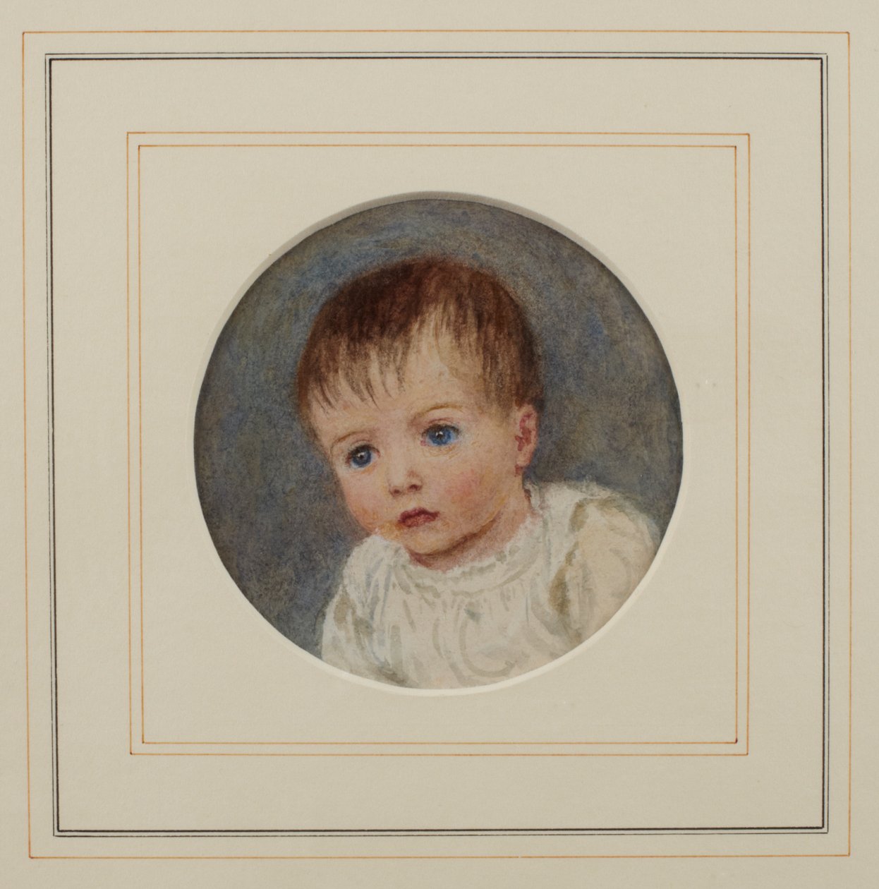 Gerald Allingham som baby (akvarell på papir) av Helen Allingham