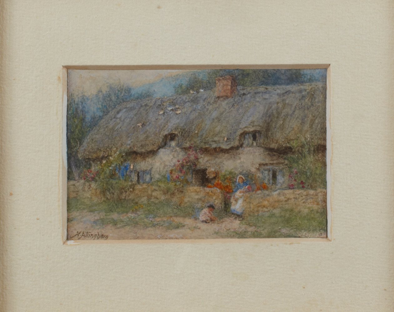 Grey Thatched Cottage (akvarell på papir) av Helen Allingham