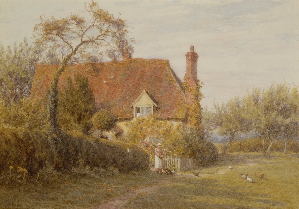 Hedges Farm, East End Farm, Pinner (blyant og akvarell) av Helen Allingham