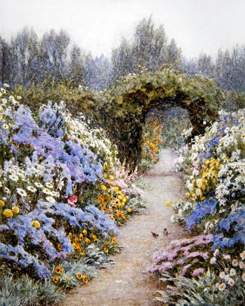 Urteaktig kant (akvarell på papir) av Helen Allingham