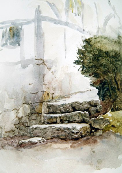 Steps at Bearsted, Kent (akvarell på papir) av Helen Allingham