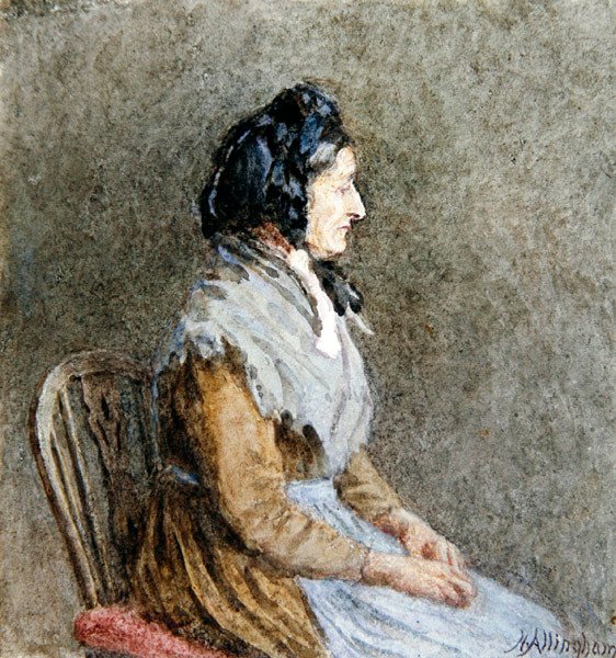 Det blå sjalet (akvarell på papir) av Helen Allingham