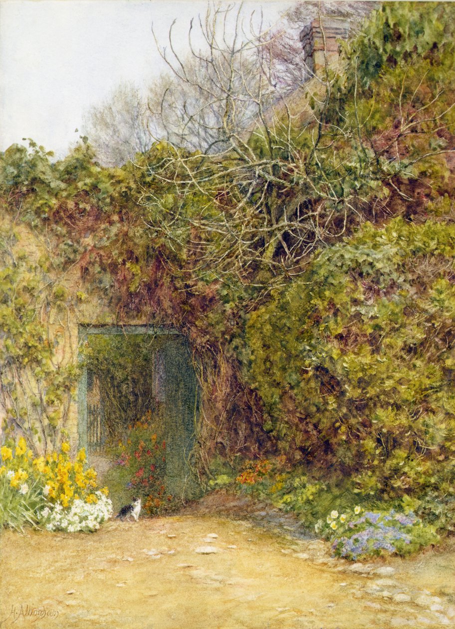 The Kitchen Garden, Farringford (akvarell og kroppsfarge på papir) av Helen Allingham