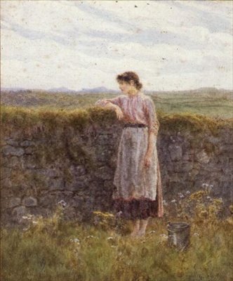 The Young Milkmaid (akvarell) av Helen Allingham