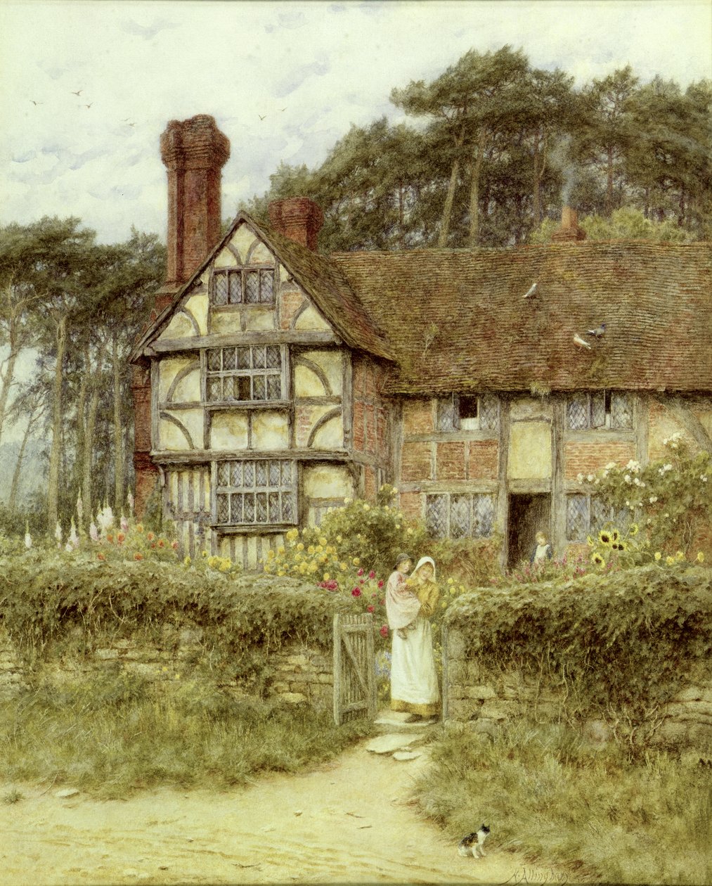 Unstead Farm, Godalming (akvarell på papir) av Helen Allingham