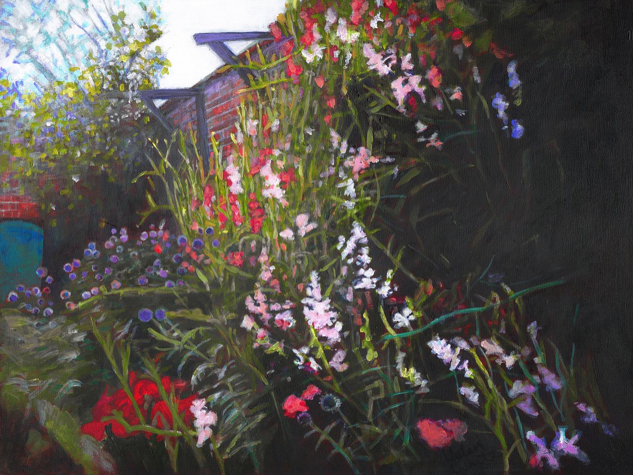 Walled Garden, 2020 (akryl om bord) av Helen White