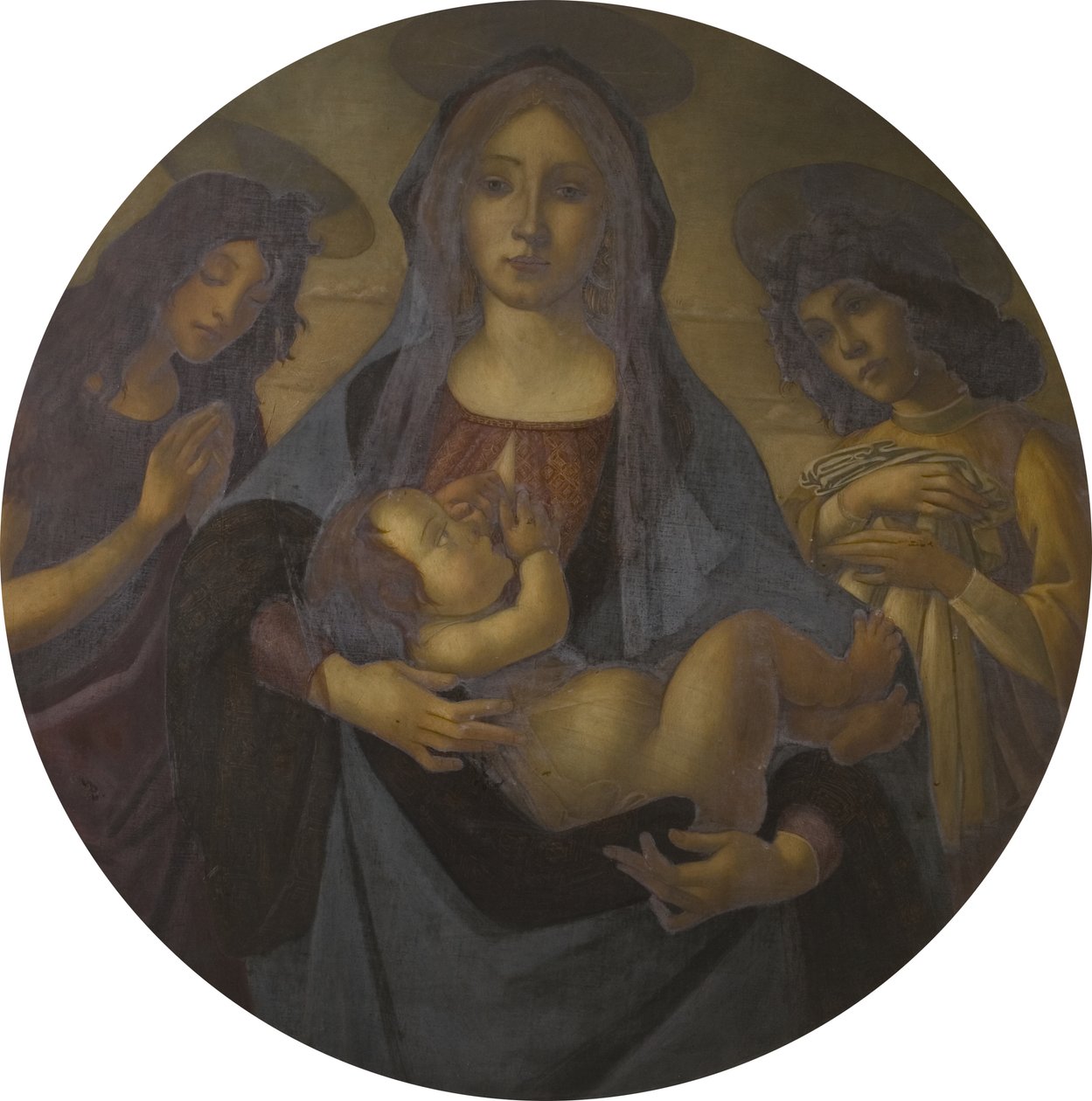 Jomfruen og barnet med Johannes og en engel (etter Botticelli), sent på 1800- og 1900-tallet av Helen d.1937 Coombe