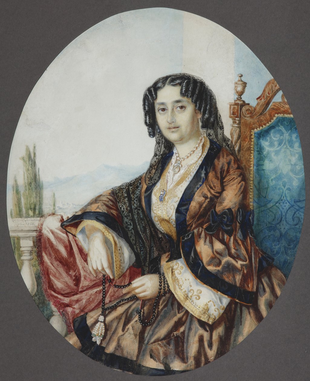 Portrett av prinsesse Nino Aleksandrovna Griboyedova født Chavchavadze, 1856 av Helene Franken