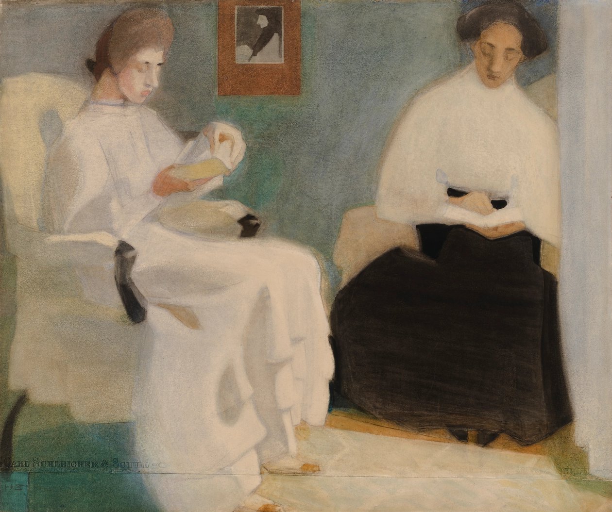 Jenter som leser, 1907. av Helene Schjerfbeck