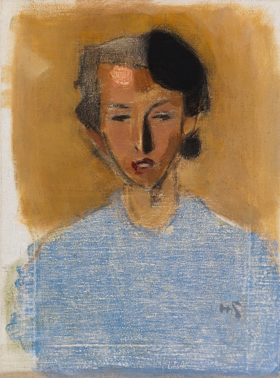 Portrett av en jente i blått og brunt (Inez) av Helene Schjerfbeck