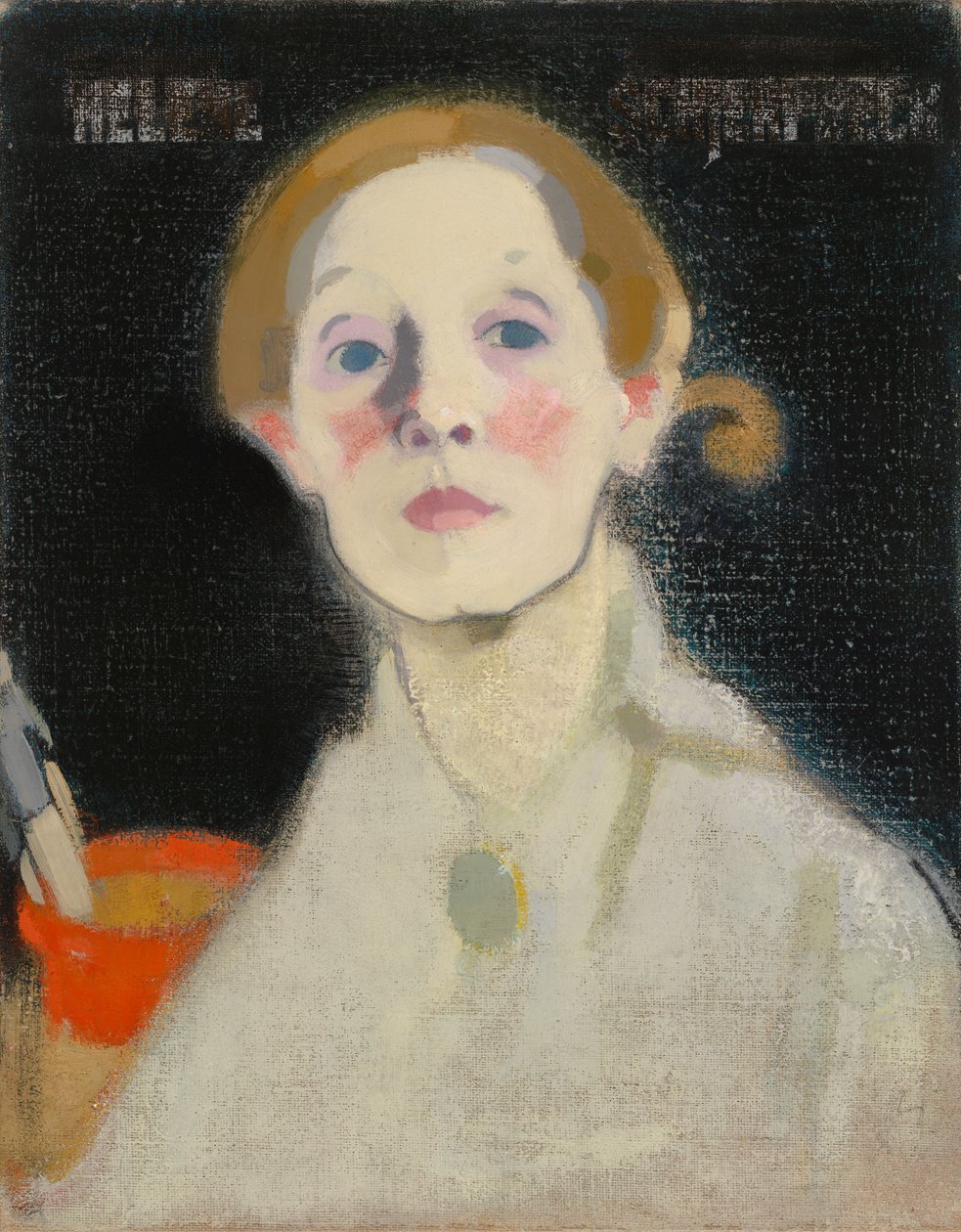 Selvportrett, svart bakgrunn av Helene Schjerfbeck