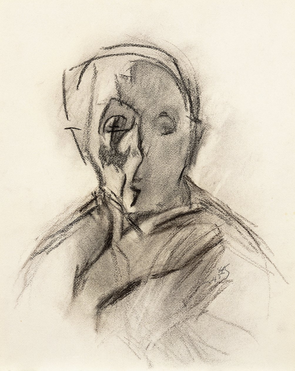 Selvportrett av kunstneren med lukkede øyne av Helene Schjerfbeck