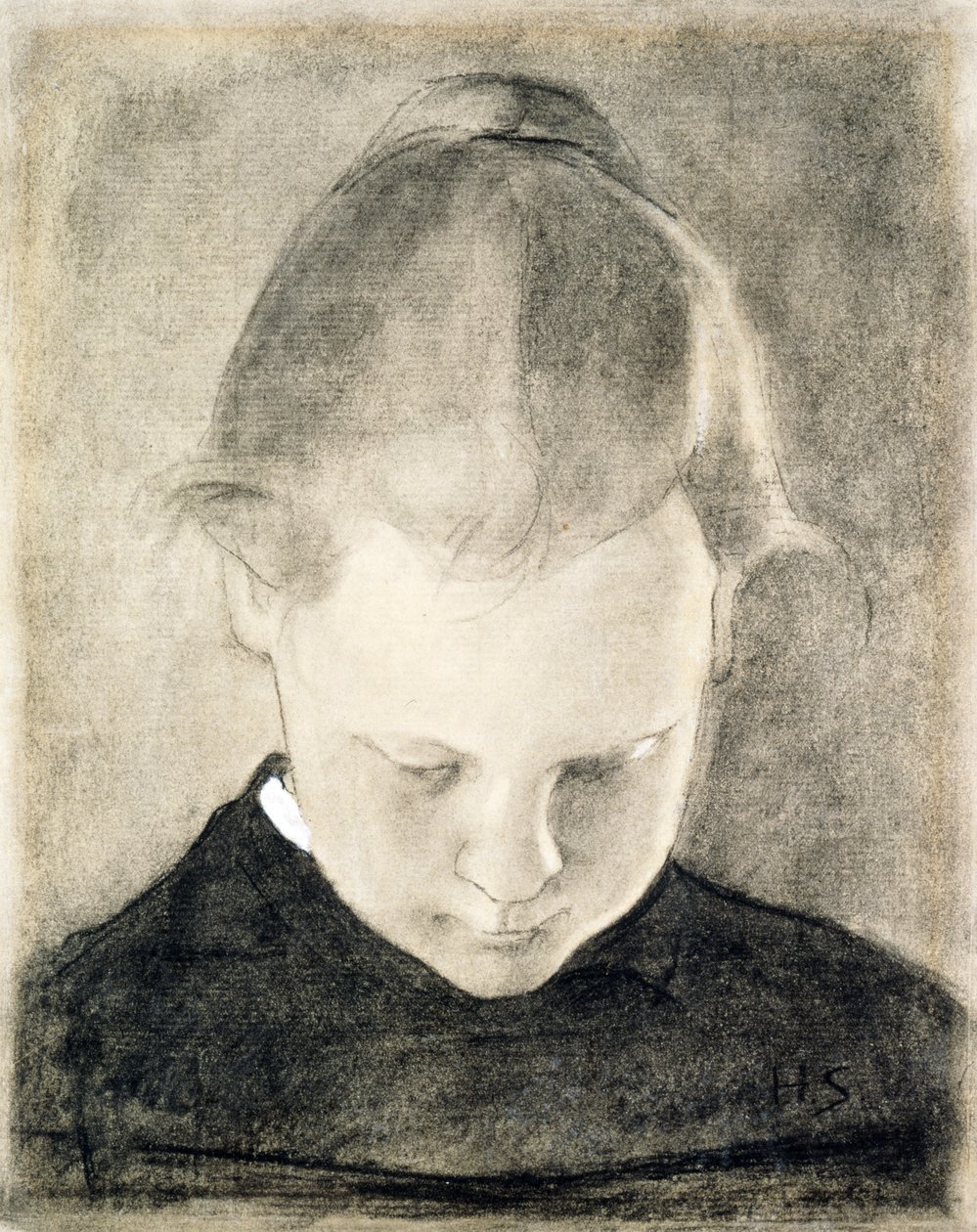 The Reading Girl, ca. 1905 (kull og gouache på papir) av Helene Schjerfbeck