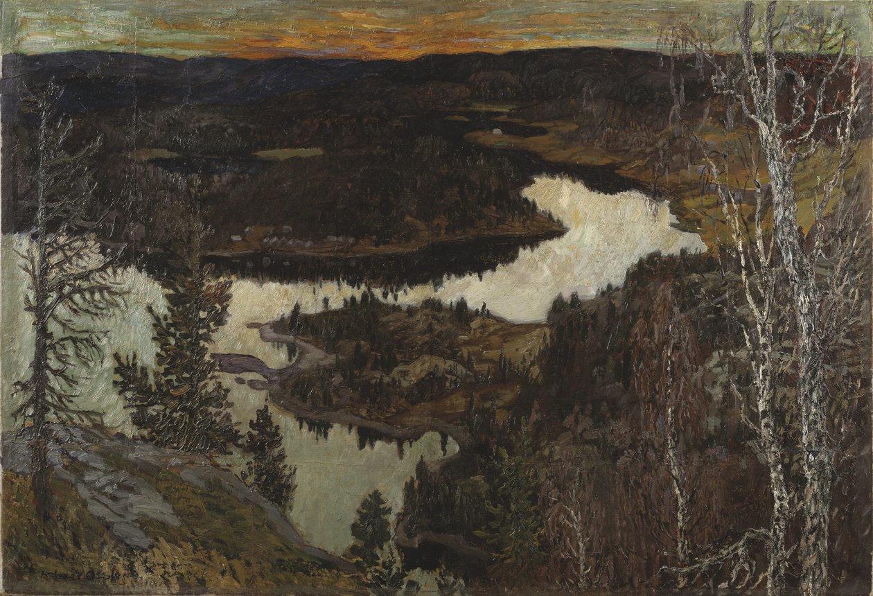 Høst, Nordingra (Olje på papir på lerret montert på masonitt) av Helmer Osslund
