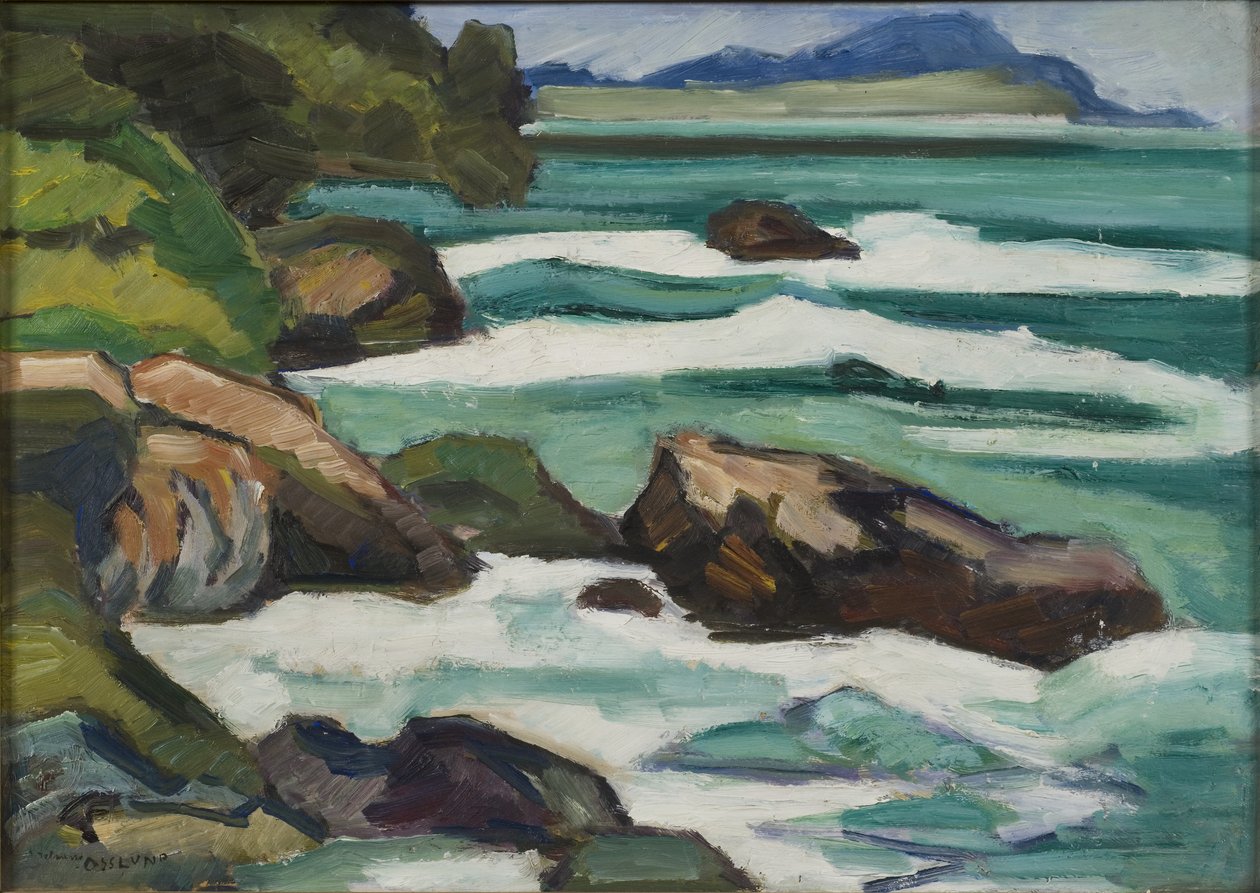 Mediterranean Breaker (olje på papir montert om bord) av Helmer Osslund