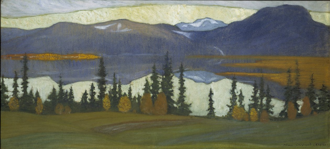 Utsikt fra Klocka, ca. 1910 (akvarell med gouache) av Helmer Osslund