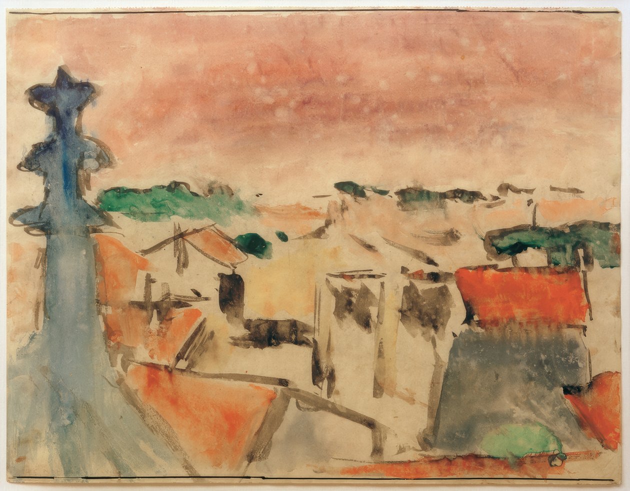 Landsby under lilla himmel av Helmuth Macke