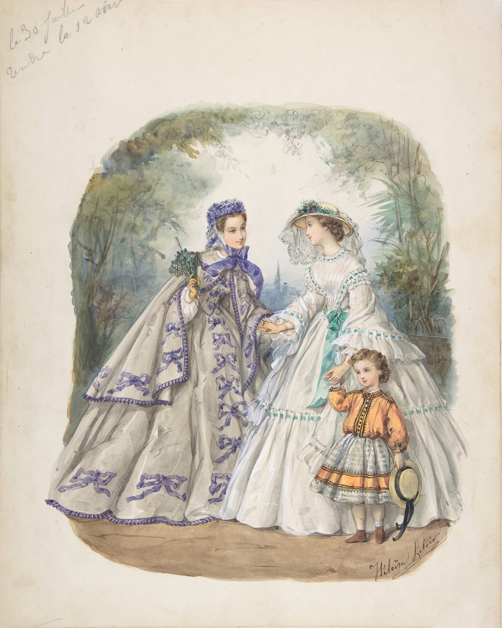 Illustrasjon for et fransk motemagasin, ca. 1862. av Heloise Leloir