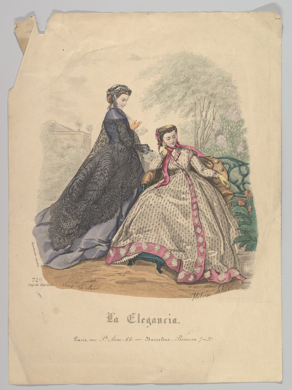 Two Women Outdoors, nr. 720, fra La Elegancia Barcelona, 1800-tallet. av Heloise Leloir