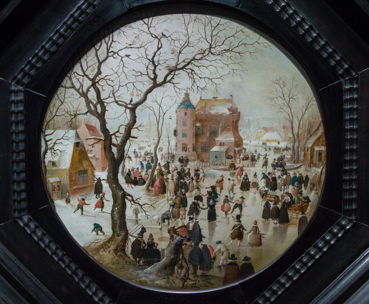 Vinterscene med skatere nær et slott, ca. 1608-09 av Hendrick Avercamp