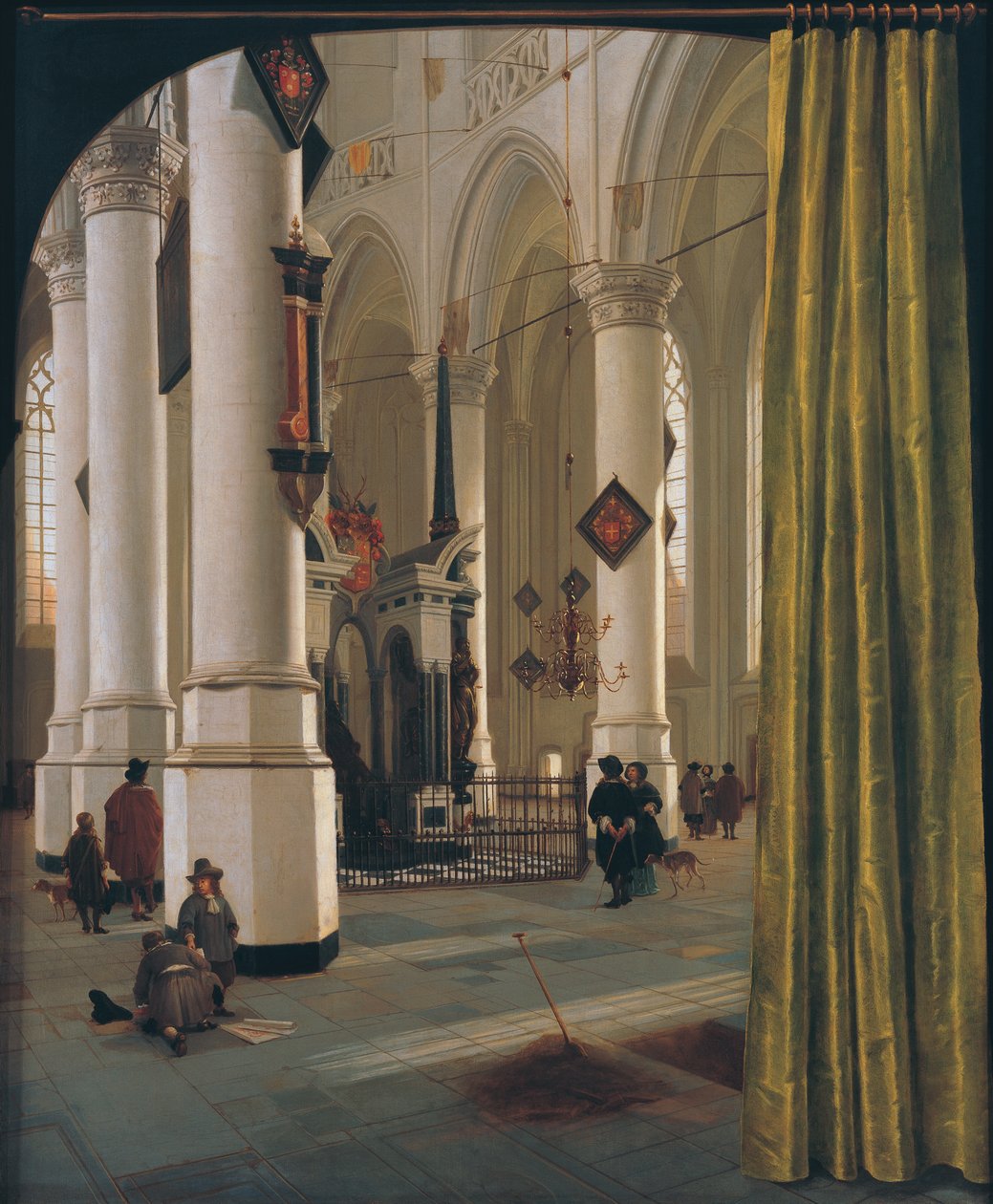 Interiøret i Nieuwe Kerk i Delft med graven til prins William the Silent of Orange (1533-1584) av Hendrik Cornelisz. van Vliet