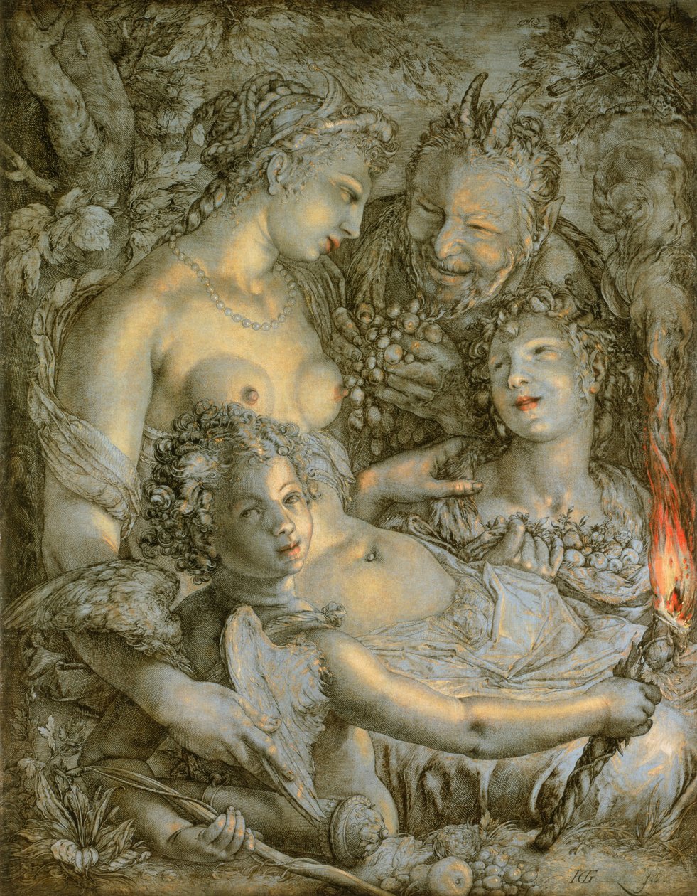 Uten Ceres og Liber ville Venus fryse (Uten Ceres og Bacchus ville Venus fryse) av Hendrik Goltzius