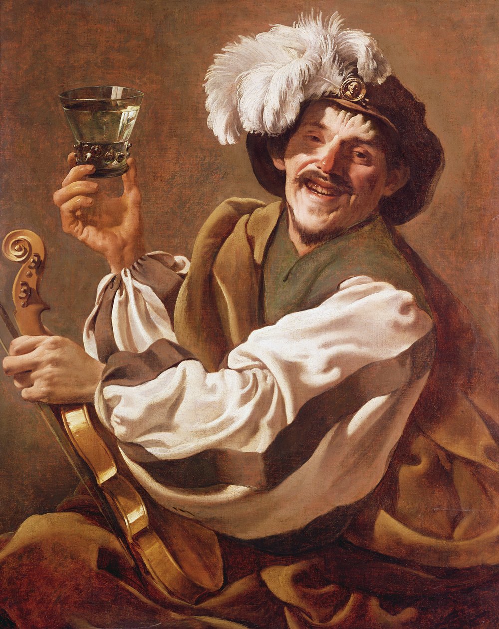 En fiolinspiller med et glass vin av Hendrick ter Brugghen