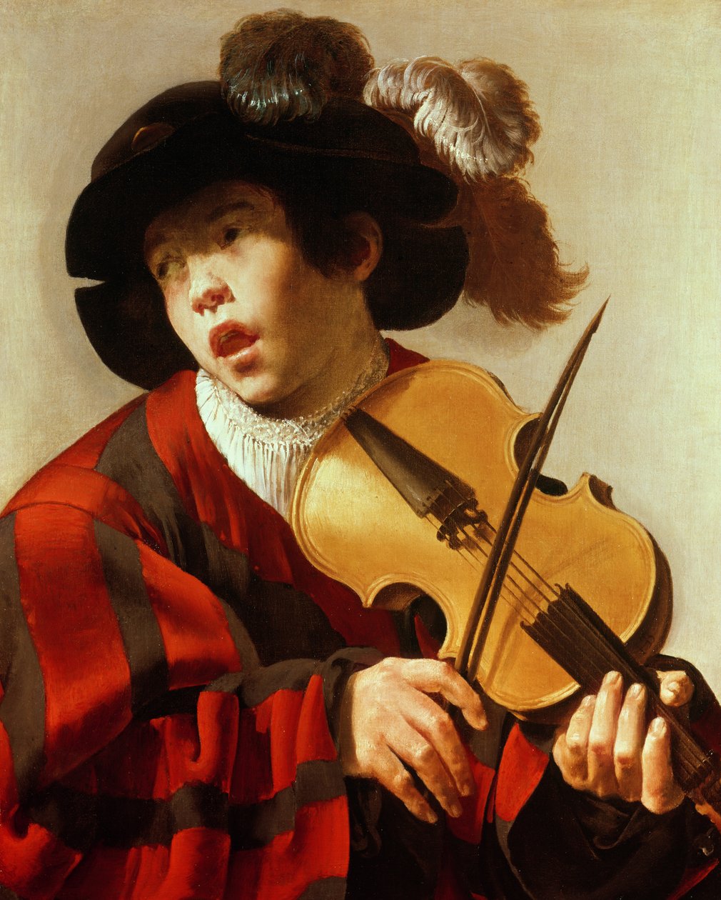 Gutt som spiller strengeinstrument og synger, ca. 1627 av Hendrick ter Brugghen