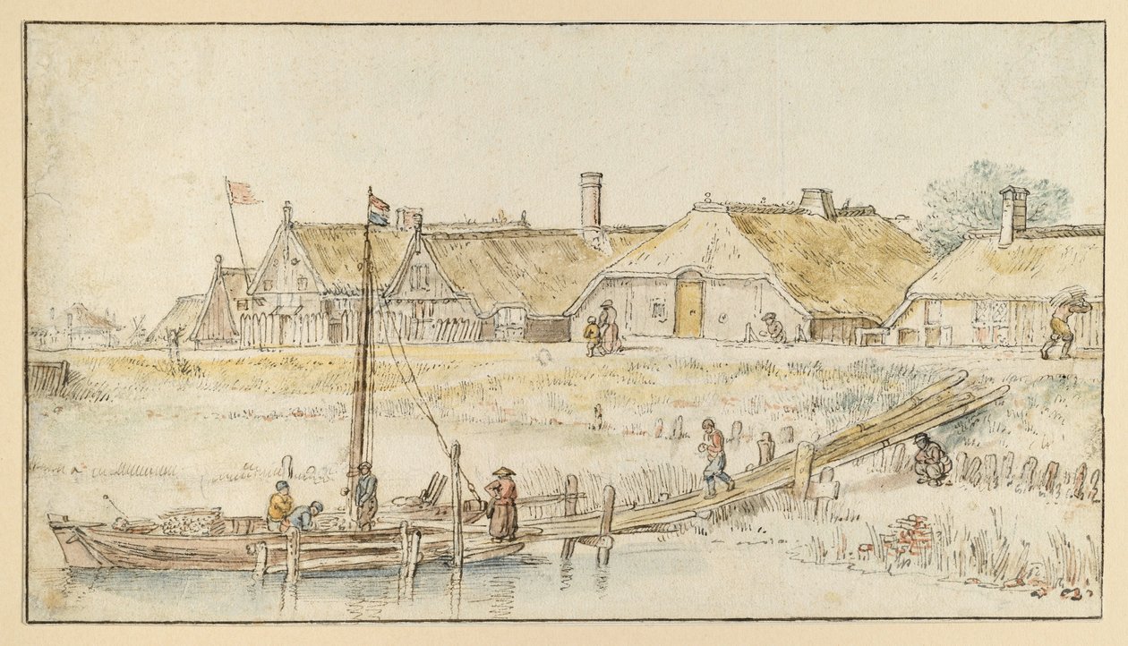 Landsbygaten ved kanalbredden av Hendrick Avercamp